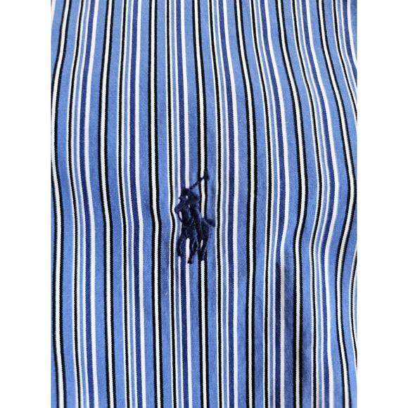 Ralph Lauren Custom Fit Striped Blue Button Down Men's Size L Preppy Career - Picture 2 of 6